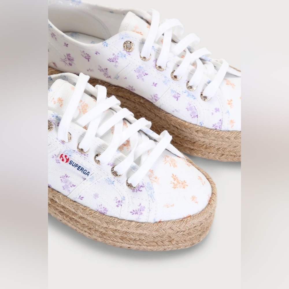 🎉LAST PIECE🎉SUPERGA Flower Print Mix Sneakers With‎ Rope Platform - Picture 5 of 10